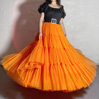 Blue Layered Tulle Maxi Skirt Outfit Women Tiered Tulle Skirt Outfit Wedding Party Skirt Plus Size Tulle Maxi Skirt Outfit - Thumbnail 8