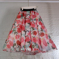 Women Floral Tulle Skirt Outfit Holiday Floral Tulle Maxi Skirt Custom Plus Size Floor Length Tulle Skirt Outfit for Adult - Thumbnail 4