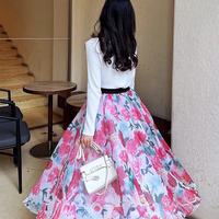 Women Floral Tulle Skirt Outfit Holiday Floral Tulle Maxi Skirt Custom Plus Size Floor Length Tulle Skirt Outfit for Adult - Thumbnail 2