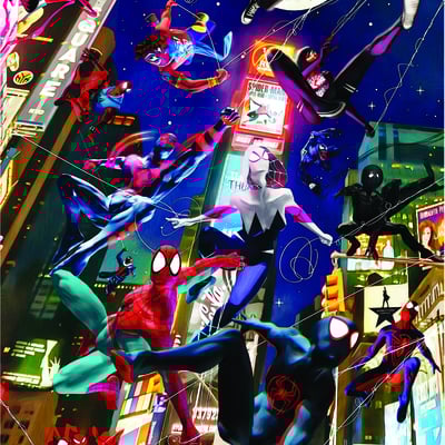 Times square spiderverse iridescent foil print