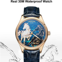 Carnival watch Symbolic Animals Horse 41mm dial Japanese mechanical movt 3ATM causal business wristwatch 515G - Thumbnail 3