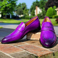 Purple Penny Loafers Moccasin Dress Shoes - Thumbnail 3