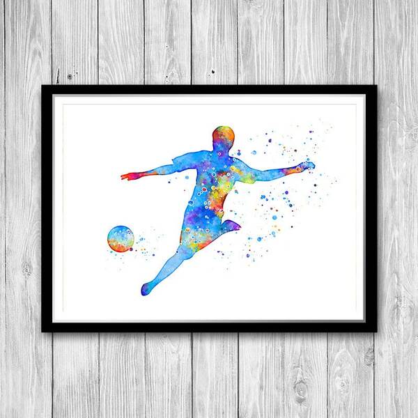 Soccer Colorful Watercolor Print