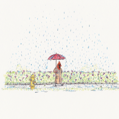 "cardinal in he rain" signed art print by robbie guertin - Thumbnail 2