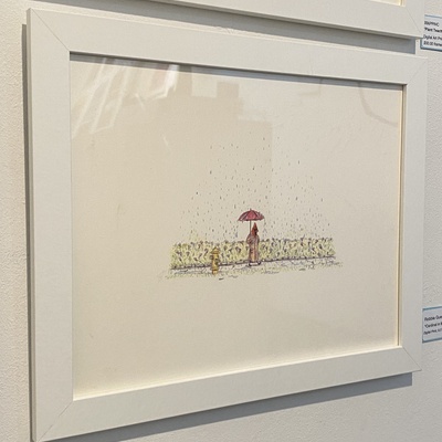 "cardinal in he rain" signed art print by robbie guertin