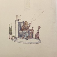 "Lounging Owl" Signed Art Print by Robbie Guertin - Thumbnail 1