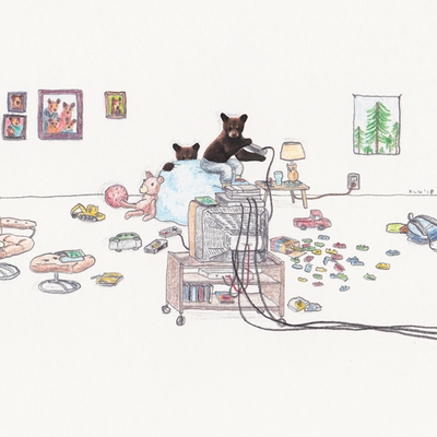 "nintendo bear" signed art print by robbie guertin