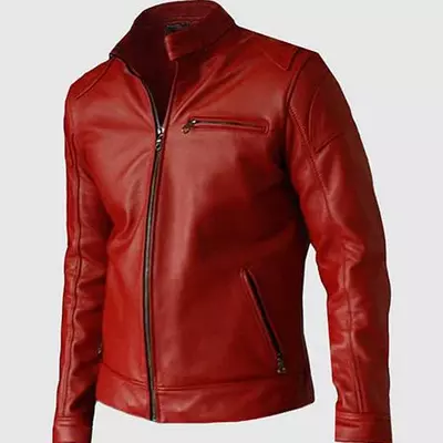 Elegant red leather jacket