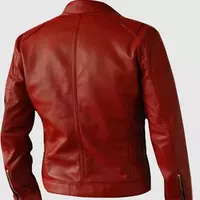 ELEGANT RED LEATHER JACKET - Thumbnail 1
