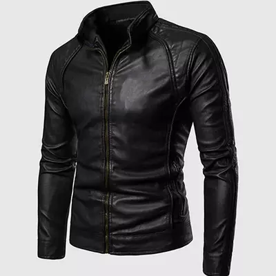 High collar black jacket