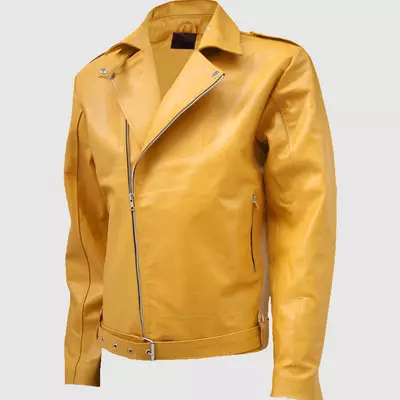 Classic yellow leather jacket
