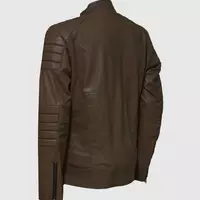 BROWN QUILTED LEATHER JACKET - Thumbnail 1
