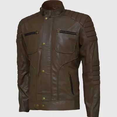 Brown quilted leather jacket