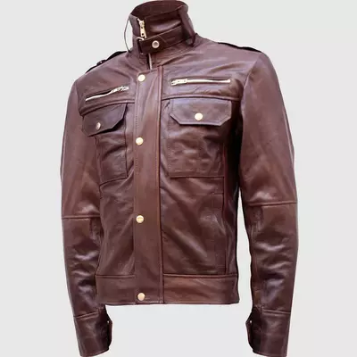 Brown high collar jacket