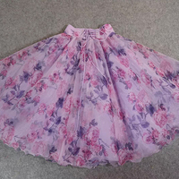 Women Floral Tulle Midi Skirt Outfit Holiday Tulle Skirt Blue Flower Tulle Midi Skirts Custom Plus Size - Thumbnail 8