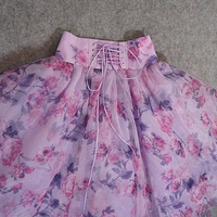 Purple Floral Tulle Midi Skirt Outfit Holiday Tulle Skirt Blue Flower Tulle Midi Skirts Custom Plus Size - Thumbnail 5