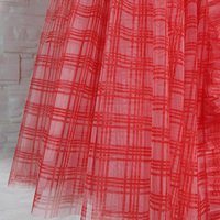 Women Red Plaid Long Tulle Skirts High Waisted Tiered Tulle Skirt Holiday Outfit Custom Plus Size - Thumbnail 8