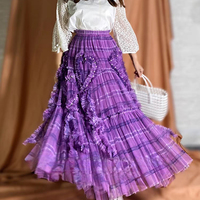 Women Green Plaid Long Tulle Skirts High Waisted Tiered Tulle Skirt Holiday Outfit Custom Plus Size - Thumbnail 6