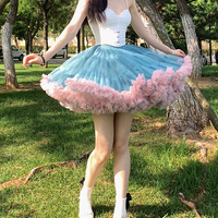 Women Girl MINI Layered Tulle Skirt Plus Size Puffy Short Party Skirt Dance Prom Mini Skirt,Red,Many colors,High waist,US0-US28 - Thumbnail 1