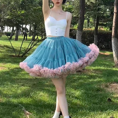 Women girl mini layered tulle skirt plus size puffy short party skirt dance prom mini skirt,red,many colors,high waist,us0-us28 - Thumbnail 2