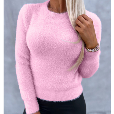 Long sleeved temperament solid color sweater