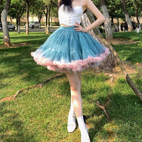 Women Girl MINI Layered Tulle Skirt Champagne Red Puffy Short Layered Skirt Mini Tutu Skirt US0-US28 - Thumbnail 7