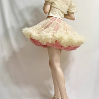 Women Girl MINI Layered Tulle Skirt Champagne Red Puffy Short Layered Skirt Mini Tutu Skirt US0-US28 - Thumbnail 3