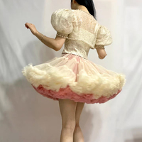 Women Girl MINI Layered Tulle Skirt Champagne Red Puffy Short Layered Skirt Mini Tutu Skirt US0-US28 - Thumbnail 4