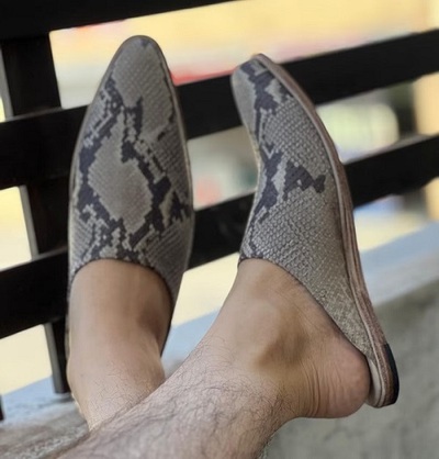 Handmade Genuine Snake Leather Mules For Men's