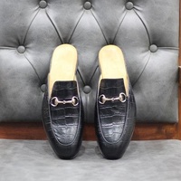 Handmade Genuine Alligator Embossed Leather Mules For Men's - Thumbnail 1