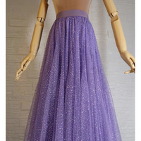 Purple Sparkle Long Tulle Skirt Outfit Plus Size Tulle Maxi Skirt Purple Sequin Party Skirt Romantic Holiday Outfit - Thumbnail 2