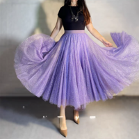 Purple Sparkle Long Tulle Skirt Outfit Plus Size Tulle Maxi Skirt Purple Sequin Party Skirt Romantic Holiday Outfit - Thumbnail 3