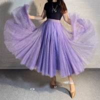 Purple Sparkle Long Tulle Skirt Outfit Plus Size Tulle Maxi Skirt Purple Sequin Party Skirt Romantic Holiday Outfit - Thumbnail 4