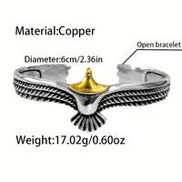 Vintage open bracelet with eagle and feather motif for men and women - Thumbnail 1