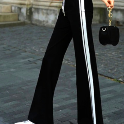 Stunning french over wide stripes loose fits wide leg flare pants streetwear summer rave