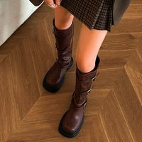 Stunning England Bike Leather Buckle Thick Platform Block Heels Boots Party Dance Gothic Girlystyle Amazing - Thumbnail 4