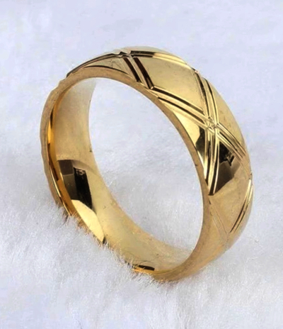 Punk Galaxy Engraved Stainless Steel Shine Gold Ring Unique Amazing 