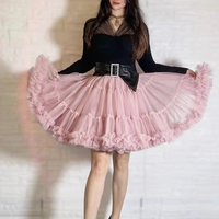 Women Pink Nude Puffy Tutu Skirt Outfit  A-line Mini Tulle Skirt Party Skirt Outfit Mini Layered Tulle Tutu Skirt - Thumbnail 3