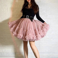 Women Pink Nude Puffy Tutu Skirt Outfit  A-line Mini Tulle Skirt Party Skirt Outfit Mini Layered Tulle Tutu Skirt - Thumbnail 5