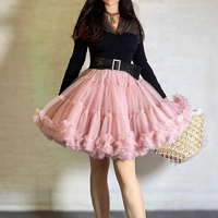 Women Pink Nude Puffy Tutu Skirt Outfit  A-line Mini Tulle Skirt Party Skirt Outfit Mini Layered Tulle Tutu Skirt - Thumbnail 6