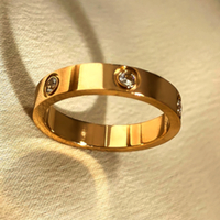 Punk Shine Zircon Gems Stainless Steel Gold Ring Unique Amazing  - Thumbnail 3