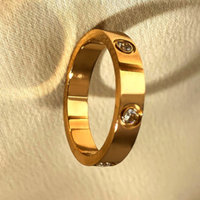 Punk Shine Zircon Gems Stainless Steel Gold Ring Unique Amazing  - Thumbnail 2