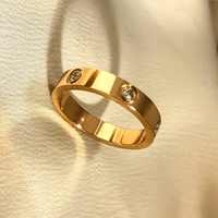 Punk Shine Zircon Gems Stainless Steel Gold Ring Unique Amazing  - Thumbnail 4