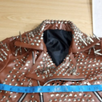 New Handmade Womens Adorable Punk Style Silver Studded Long Spiked Leather Brando Jacket - Thumbnail 1