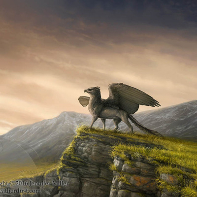 Sale 11x14 print "by the silver wind" fantasy gryphon