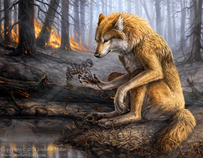 SALE 11x14 Print "Touched By Flame" werewolf