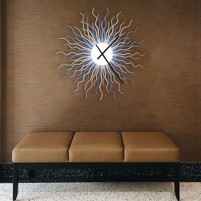 Medusa arctic - contemporary wooden wall clock in shades of ice