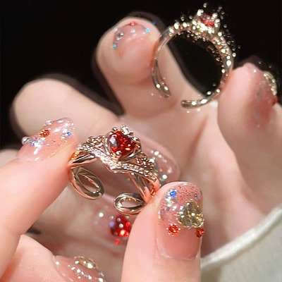 New Love Crown Ring Open Index Finger Ring Sweet Princess Ring