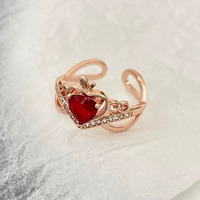 New Love Crown Ring Open Index Finger Ring Sweet Princess Ring - Thumbnail 4