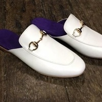 Handmade White Leather Stylish Mules Shoes For Men's - Thumbnail 4